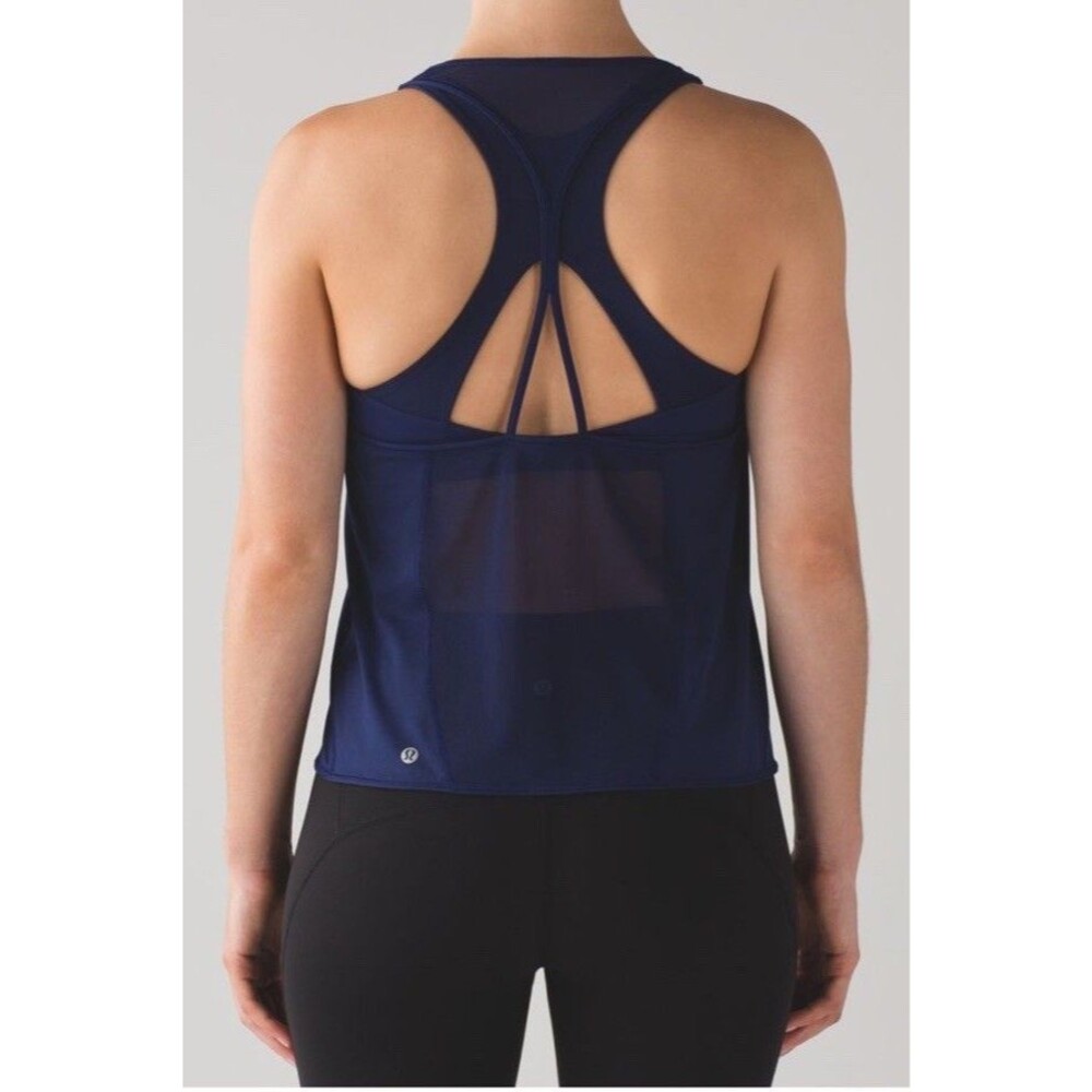 Lululemon Gear Up Blue Hero Mesh Tank Luxtreme Light Yoga Gym Outdoors Size 10